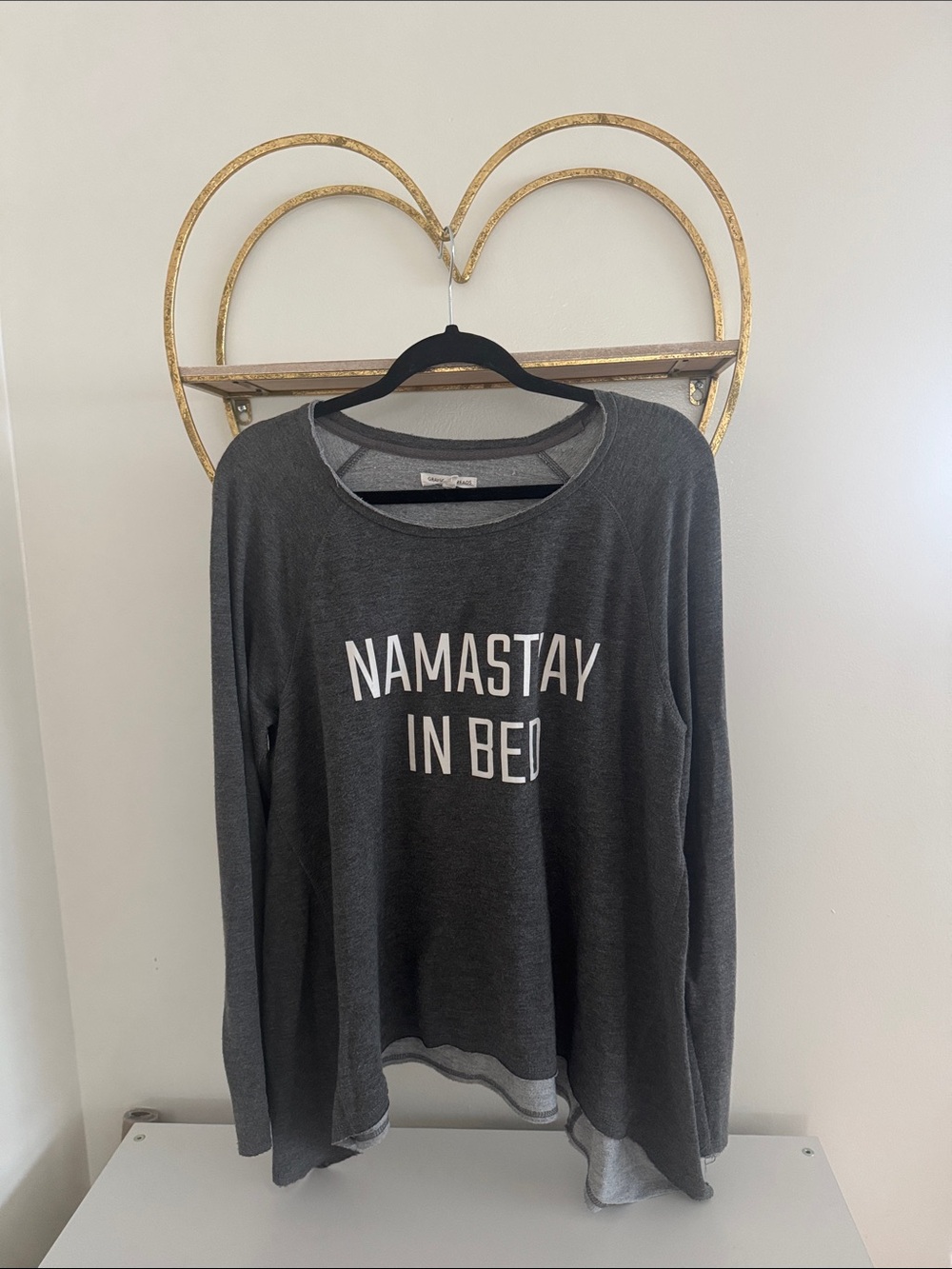 Grayson Threads Charcoal Gray 'Namastay In Bed' Long Sleeve Pullover